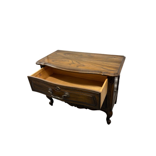 French Country Late 20th Century Drexel Chatillon Collection Louis XV French County Style Oak Nightstands - A Pair For Sale - Image 3 of 14