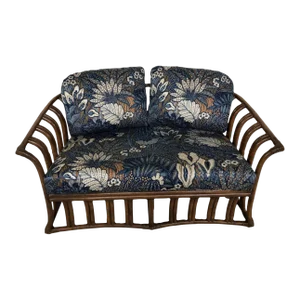Vintage Ficks Reed Coastal Bamboo and Rattan Love Seat