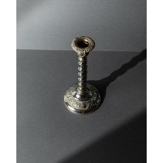 Vintage Victorian Style Silver-Plated Twisted Candleholder, England, 1940s For Sale - Image 5 of 11