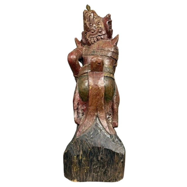19th Century Carved Wooden Statue Depicting a God, India, 1800s For Sale - Image 4 of 6