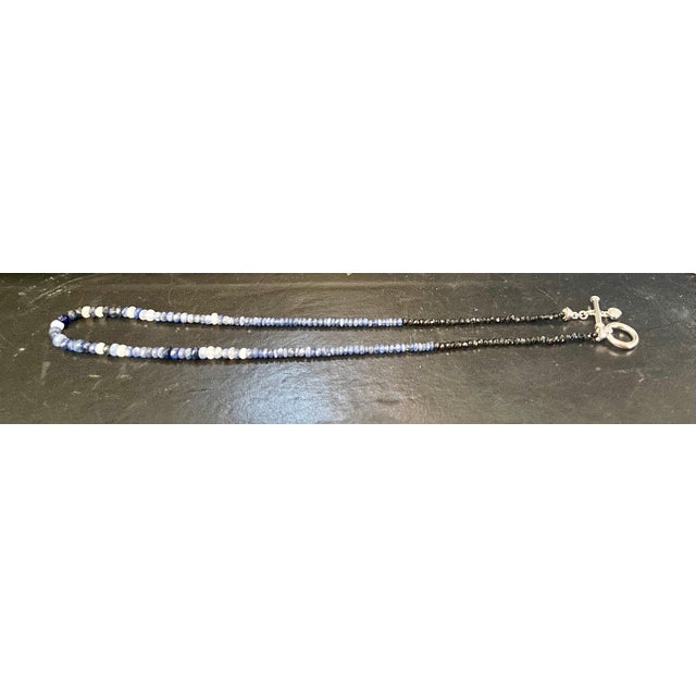 50 Carat Natural Sapphire Bead Single Strand Necklace with Diamond in 14 Kw Gold For Sale - Image 11 of 18