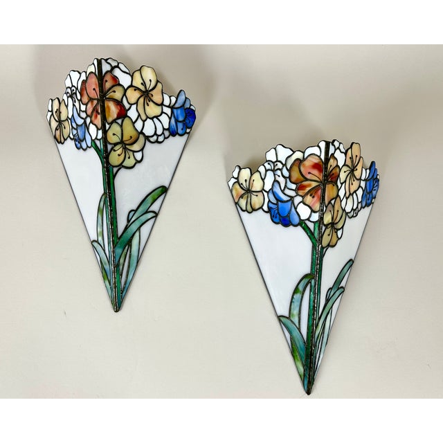Vintage French Tiffany-Style Sconces, 1950, Set of 2 For Sale - Image 8 of 8