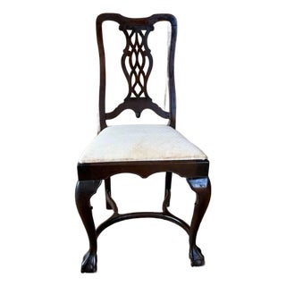 Antique George III Style Ball and Claw Feet Mahogany Side Chair For Sale
