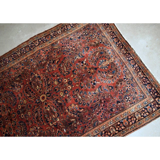 1920s 1920s Handmade Antique Persian Sarouk Rug 3.5' X 5.3' For Sale - Image 5 of 8