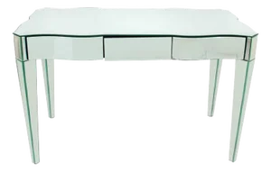 Vintage Mirrored Vanity Table or Desk With Scalloped Edge