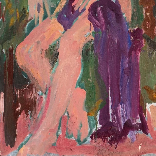 Paint 'Seated Nude With Flowers' by Victor Di Gesu, Paris, Louvre, Académie Chaumière, San Francisco Art Association, Los Angeles County Museum of Art For Sale - Image 7 of 8