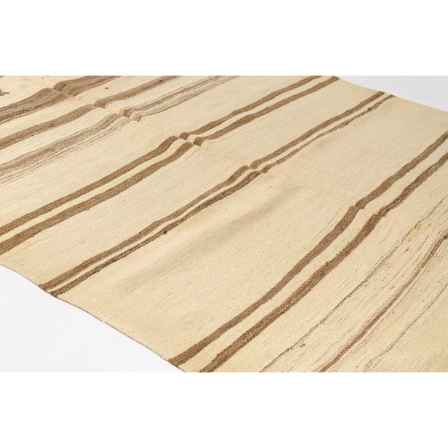 Turkish Vintage Neutral Striped Kilim For Sale - Image 3 of 10