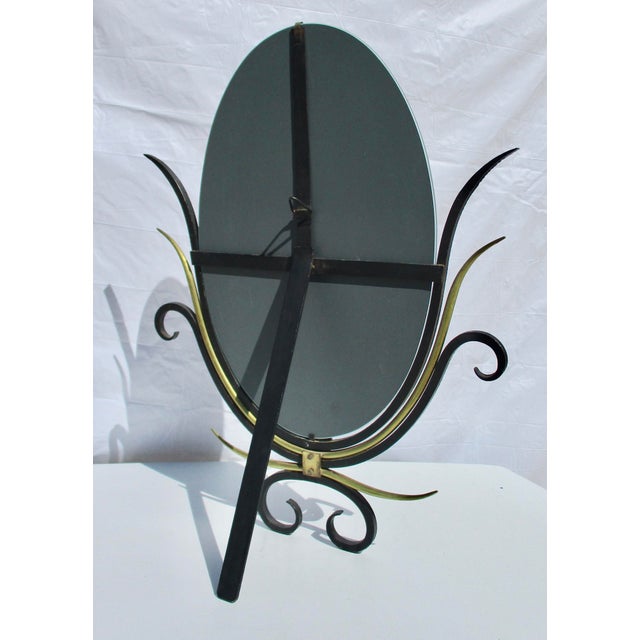Gilbert Poillerat Style Table Top Mirror. Vanity or table top mirror in the manner of Poillerat. A modern take on Deco...
