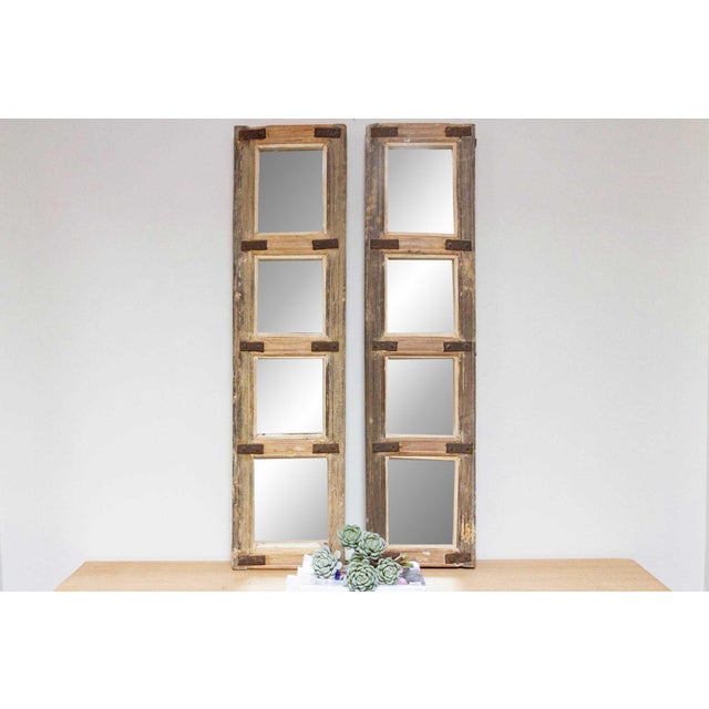 Pair of Antique Farmhouse Teak Door Mirrors For Sale - Image 10 of 10