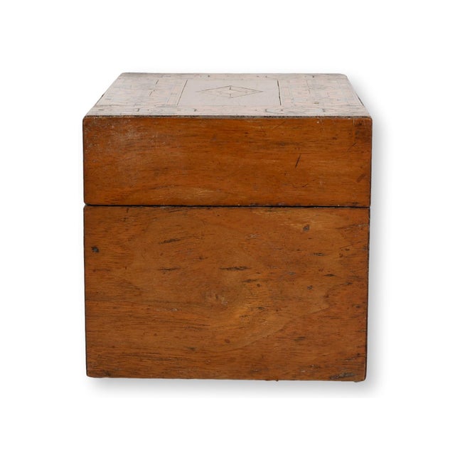 Late 19th century English Tunbridge Ware sewing/storage box featuring elaborate geometric parquetry and mosaic inlay...