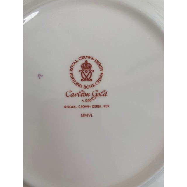 Royal Crown Derby Porcelain Royal Crown Derby Carlton Gold Plates- Set of 4 For Sale - Image 4 of 5