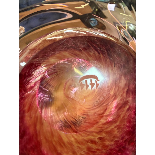 1414 Bohemia Signed Large Art Glass Bowl Pink 18in Gorgeous excellent condition no damages large centerpiece The 1414...
