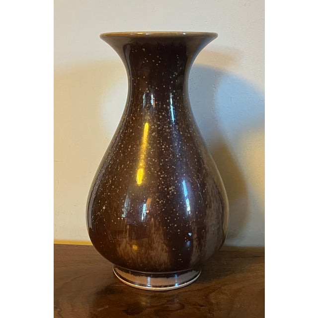 Brown Antique Early 20th Century Japanese Brown Speckled Glaze Baluster Shape Porcelain Vase For Sale - Image 8 of 17