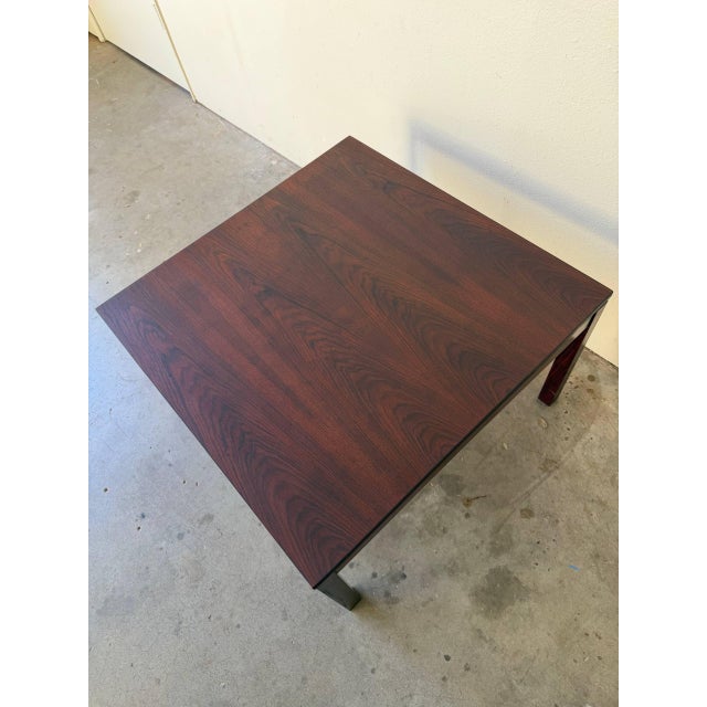 Mid-Century Modern Vintage Danish Rosewood Square Coffee Table – Mid Century Modern Scandinavian Accent Table For Sale - Image 3 of 11