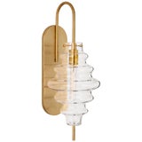 Kelly Wearstler for Visual Comfort Signature Tableau Large Sconce in Antique-Burnished Brass with Clear Glass For Sale