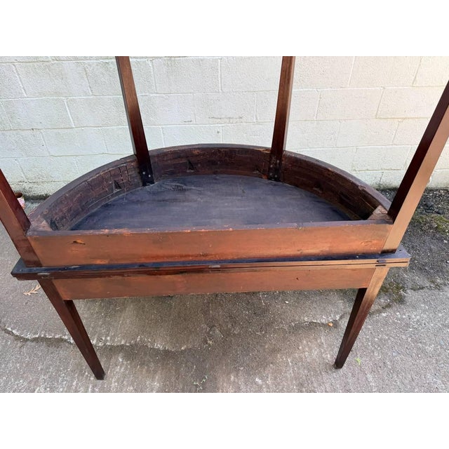 Brown Pair of Antique Federal Style Mahogany Demilune Consoler Tables For Sale - Image 8 of 17
