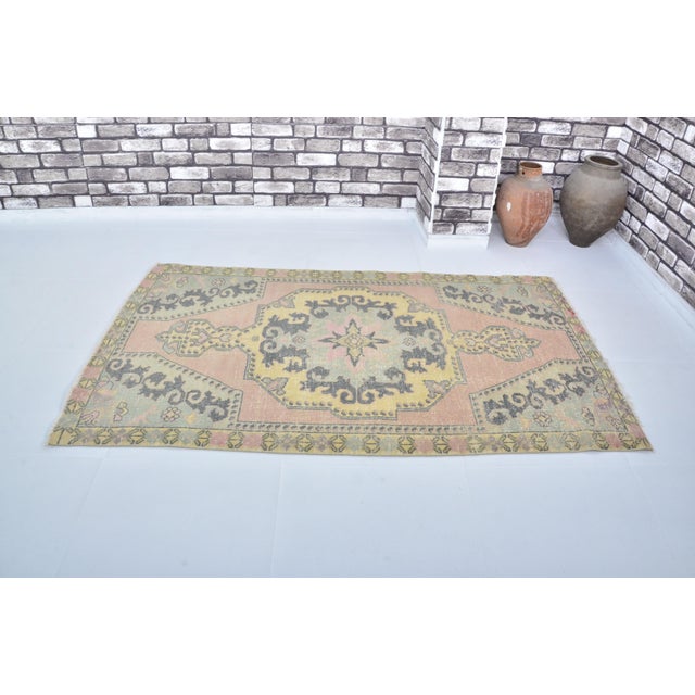 Handmade wool carpet in Turkish Anatolia , Vintage Oushak Rug,Turkish Vintage Anatolian Rug, Handmade wool Rug . One Of...