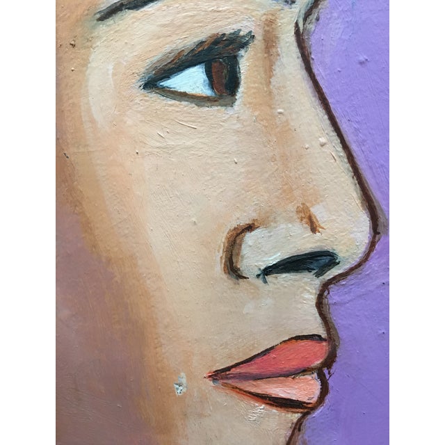 Art Deco Vintage Mid Century Figural Portrait For Sale - Image 3 of 11