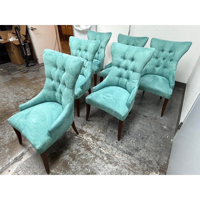 Bernhardt Bernhardt Art Deco Tufted Side Chairs, Set of Six For Sale - Image 4 of 12
