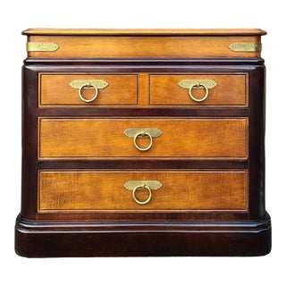 21st Century Sherrill Regency Lacqer, Maple, & Burl 3 Drawer Nightstand For Sale