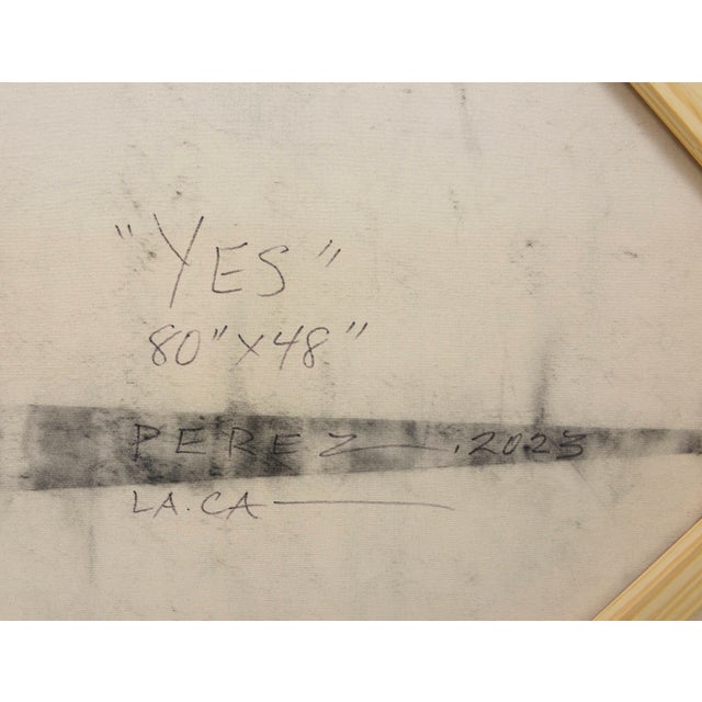 Monica Perez "Yes" Original Charcoal on Canvas 2023 For Sale - Image 11 of 11