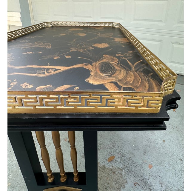 Regency Style Black Gold Japonisme Lacquer Center Table After Gillows Lancaster. For Sale - Image 4 of 16