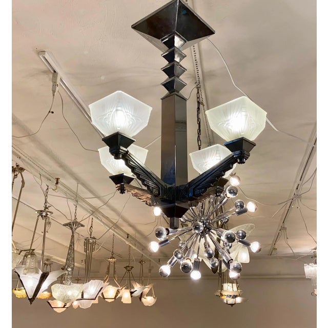 1940s French Art Deco Chandelier Signed by Charles Schneider For Sale - Image 10 of 13