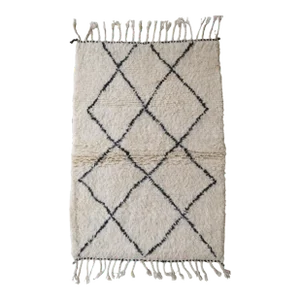 Mid-Century Modern Moroccan Beni Ourain Wool Rug - 4.6 X 3.48 Ft