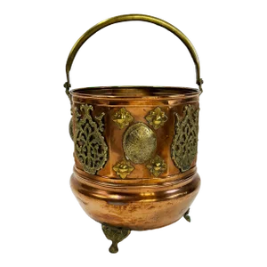 Antique 19th Century Copper and Brass Coal Scuttle or Planter