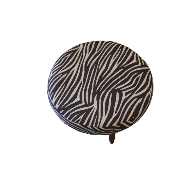 Mid-Century Modern Danish Stool in Teak with Zebra Striped Upholstery, 1960s For Sale - Image 3 of 11