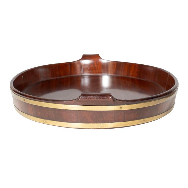 Large Regency Mahogany and Brass Banded Oyster Tray For Sale In Boston - Image 6 of 7