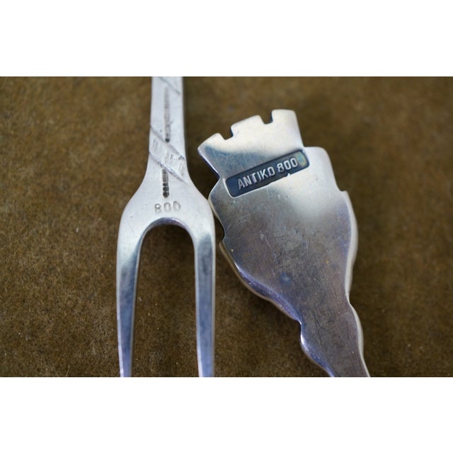 Antique Silver Plate Serving Utensils Forks Spoons Meat Fish Cake Knife - Set of 17 For Sale - Image 14 of 14