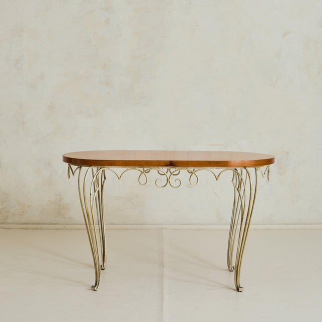 1940s French Wrought Iron + Wood Console Table in the Manner of René Prou, 1940s For Sale - Image 5 of 11