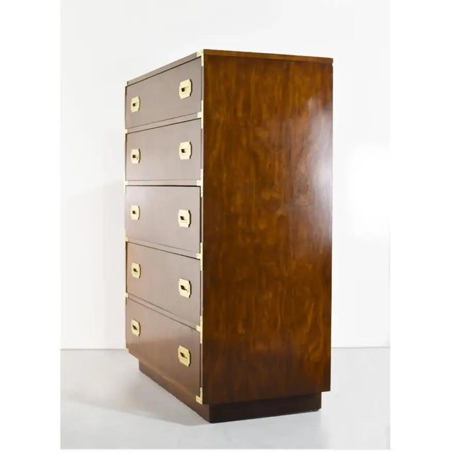 1960s Mid Century Highboy Campaign Dresser by Dixie Furniture For Sale - Image 5 of 12