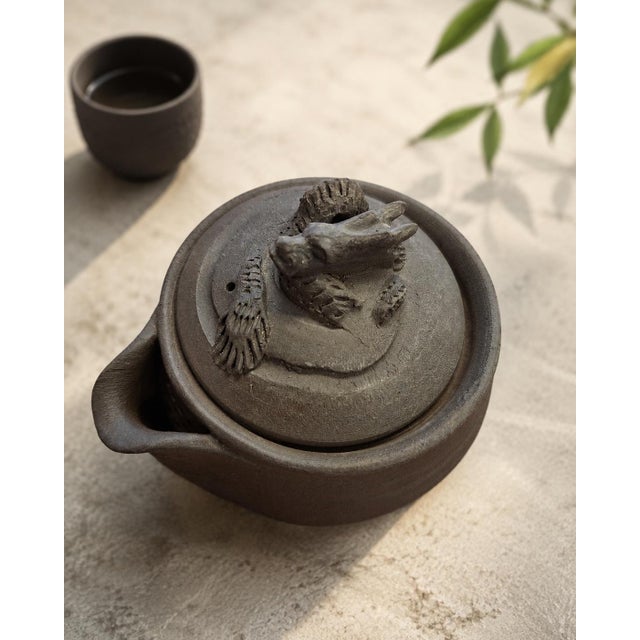 Ceramic Dragon Hōhin Teapot in Unglazed Stoneware by Hiroto Ono For Sale - Image 7 of 11