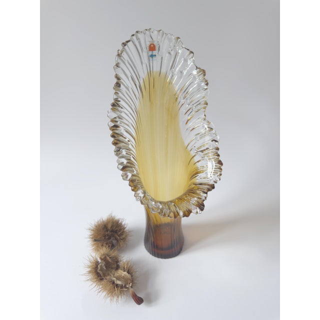Beige Large Scandinavian Sculptural Art Glass Vase by Tauno Wirkkala for Humppila, 1970s For Sale - Image 8 of 17