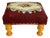 Vintage Burgundy Floral Needlepoint Footstool With Turned Pine Legs For Sale