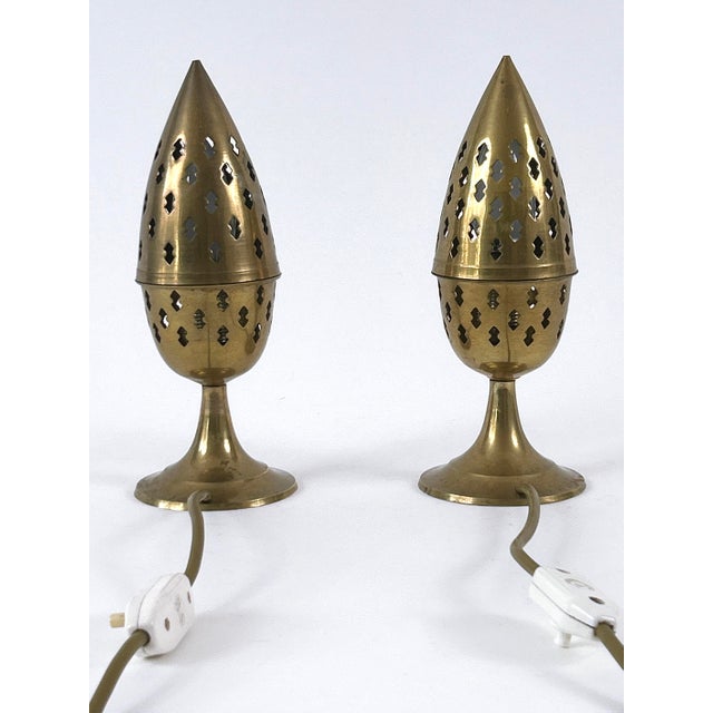 Perforated Brass Bedside Table Lamps, Sweden, 1960s, Set of 2 For Sale - Image 16 of 18
