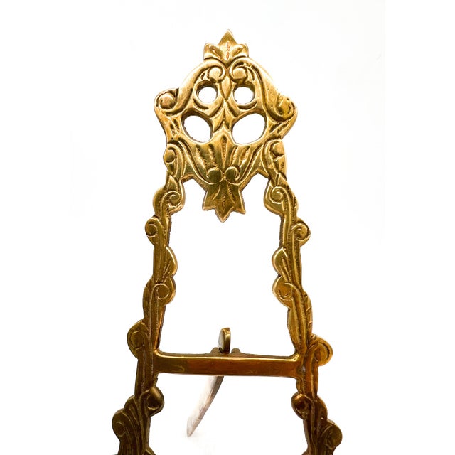 Metal Vintage Ornate Floral Brass Display Easel — Rococo Revival / Hollywood Regency / Traditional For Sale - Image 7 of 9