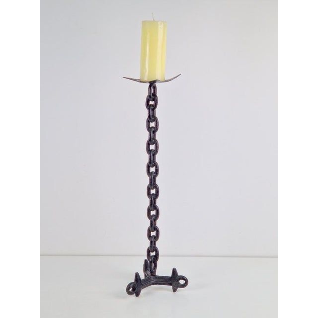 Metal Brutalist Chain Floor Candleholder from Franz West, France, 1960s For Sale - Image 7 of 7