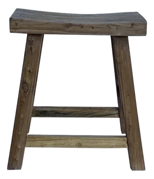 Rustic Raw Rough Wood Grain Rectangle Slim Stool Bench Side Table