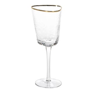 Aperitivo Triangular Wine Glass, Clear w/ Gold Rim, Set of 4 For Sale