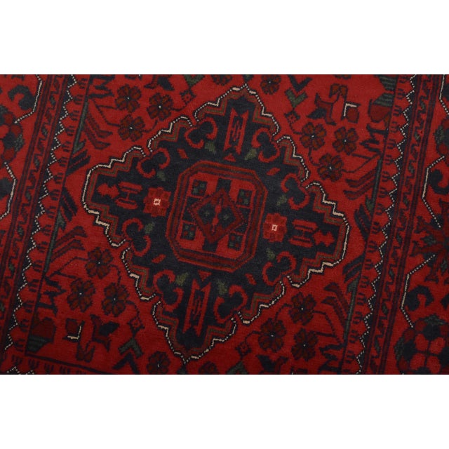 Turkmen Runner 2’8” X 9’6” Red Wool Tribal Hand-Knotted Oriental Rug For Sale - Image 4 of 12