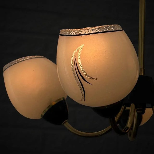 Mid-Century Modern Scandinavian Pendant in Brass and Glass, 1940s For Sale - Image 9 of 10