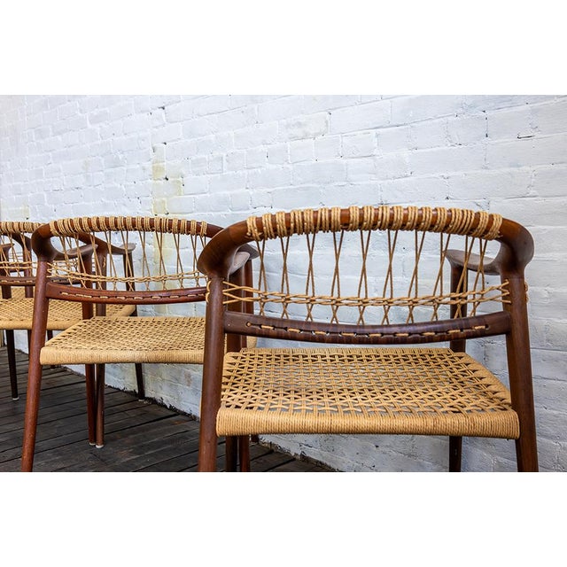 Set of Four (4) Bambi Teak & Cane Dining Chairs by Rolf Rastad & Adolf Relling, Norway 1950s For Sale - Image 9 of 15