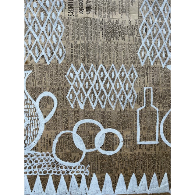 1950s "Still Life in White" Robert Gilberg 1950s Gouache on Newspaper For Sale - Image 5 of 9