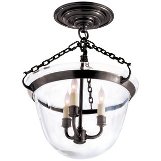 Chapman & Myers for Visual Comfort Signature Country Semi-Flush Bell Jar Lantern in Bronze For Sale