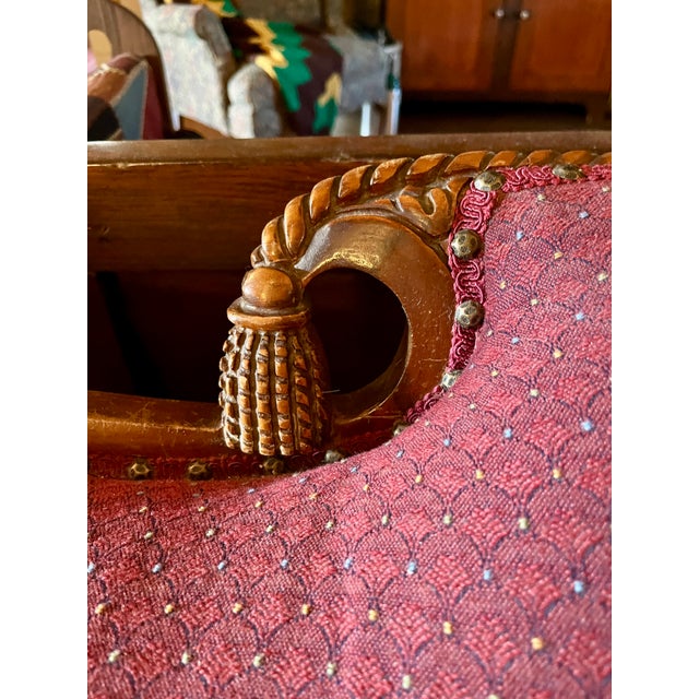 Burgundy Antique Early 20th Century Hardwood Framed Burgundy Sofa For Sale - Image 8 of 8