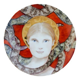 Hand-Painted Porcelain St. Cristina Plate by Lithian Ricci For Sale