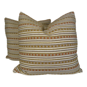 Christopher Farr Cloth "Criss Cross Woven" in Natural 22" Pillows-a Pair